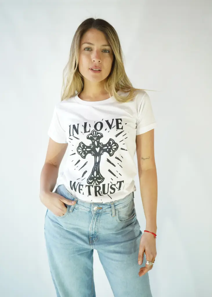 [REIL-S-BL] Remera Estampada In Love (S, Blanco)